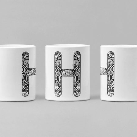 Primgi 11 oz Ceramic Alphabet-H Printed Coffee Mug