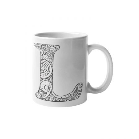 Primgi 11 oz Ceramic Alphabet-L Printed Coffee Mug