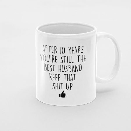 Primgi 11 oz Ceramic Best Husband Shit Up Coffee Mug Gift For Anniversary