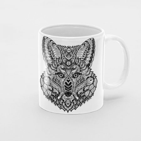 Primgi 11 oz Ceramic Zentangle Head Printed Coffee Mug