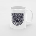 Ceramic Roaring Lion Head Printed Coffee Mug