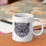 Ceramic Roaring Lion Head Printed Coffee Mug