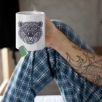 Ceramic Roaring Lion Head Printed Coffee Mug