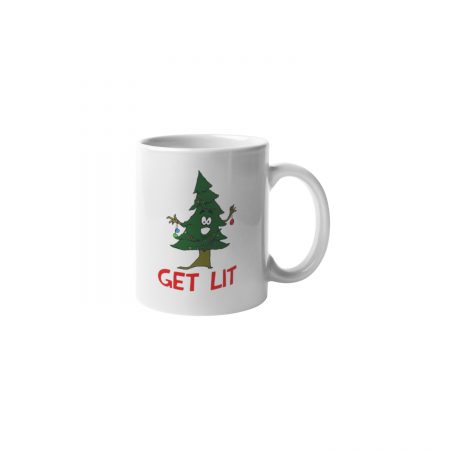 Primgi 11 oz Ceramic Get Lit Christmas Coffee Mug