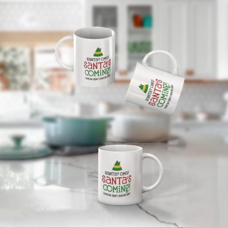 Primgi 11 oz Ceramic Santa's Coming Christmas Coffee Mug