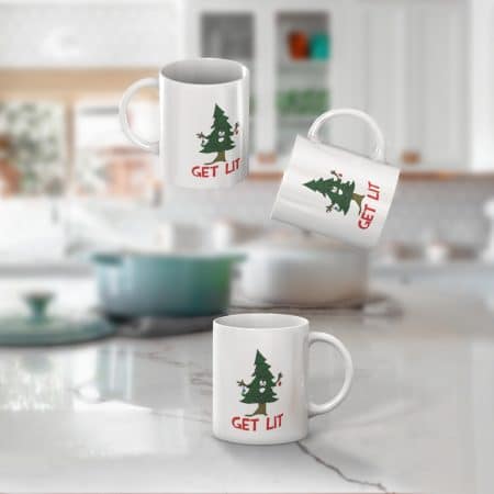 Primgi 11 oz Ceramic Get Lit Christmas Coffee Mug