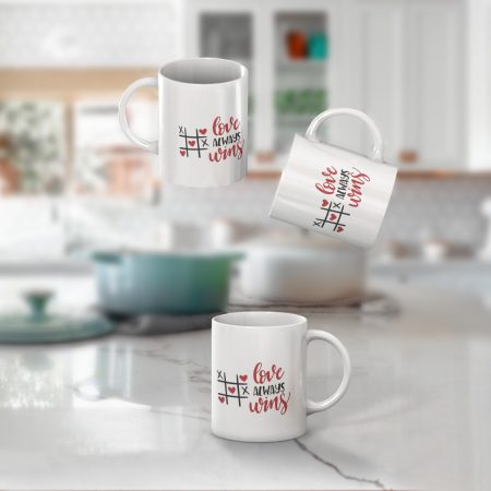 Primgi 11 oz Ceramic Love Always Win Coffee Mug