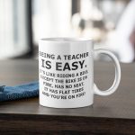 Primgi 11 oz Ceramic Teacher Is Easy Printed Coffee Mug