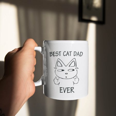 Primgi 11oz Ceramic Best Cat Dad Coffee Mug For Father's Day