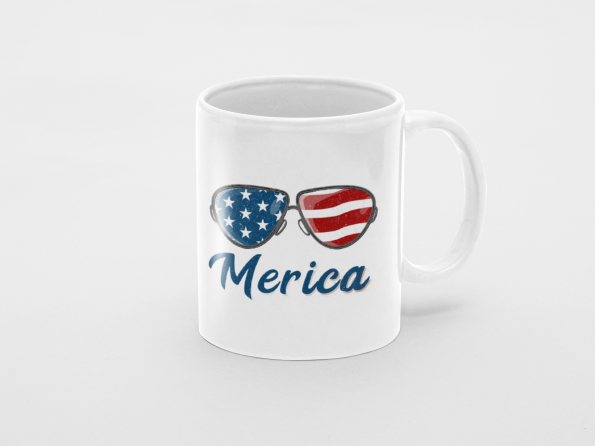 Primgi 11 oz Ceramic Independence Day Merica Printed Coffee Mug