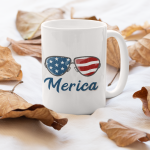 Primgi 11 oz Ceramic Independence Day Merica Printed Coffee Mug