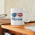 Primgi 11 oz Ceramic Independence Day Merica Printed Coffee Mug