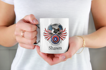 Primgi 11 oz Ceramic Independence Day Shawn Printed Coffee Mug