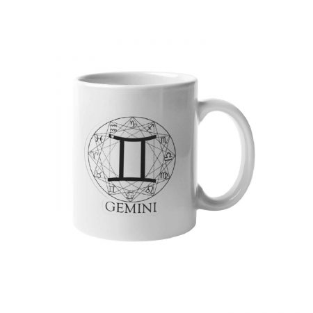 Primgi 11oz White Ceramic Gemini Zodiac Printed Coffee Mug 1