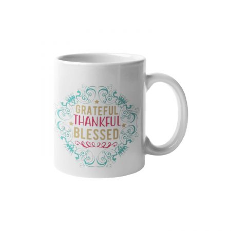 Primgi 11oz Ceramic Grateful Thankful Blessed Coffee Mug