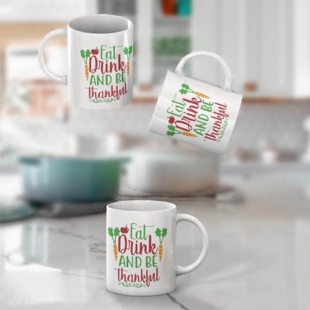 Primgi 11oz Ceramic Eat Drink Be Thankful Coffee Mug