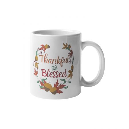 Primgi 11oz Ceramic Thankful & Blessed Coffee Mug