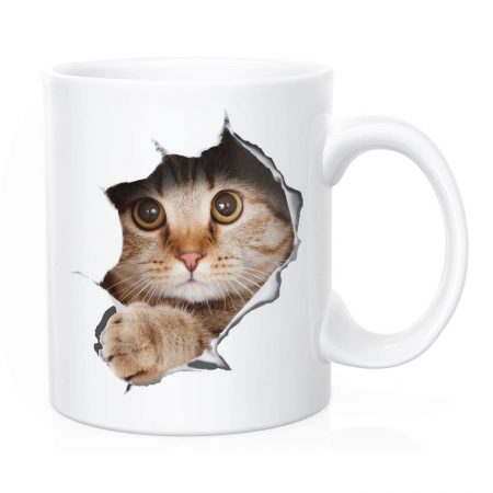 Primgi 11oz Ceramic Brown Cat Design Coffee Mug