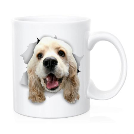 Primgi 11oz Ceramic White Dog Design Coffee Mug